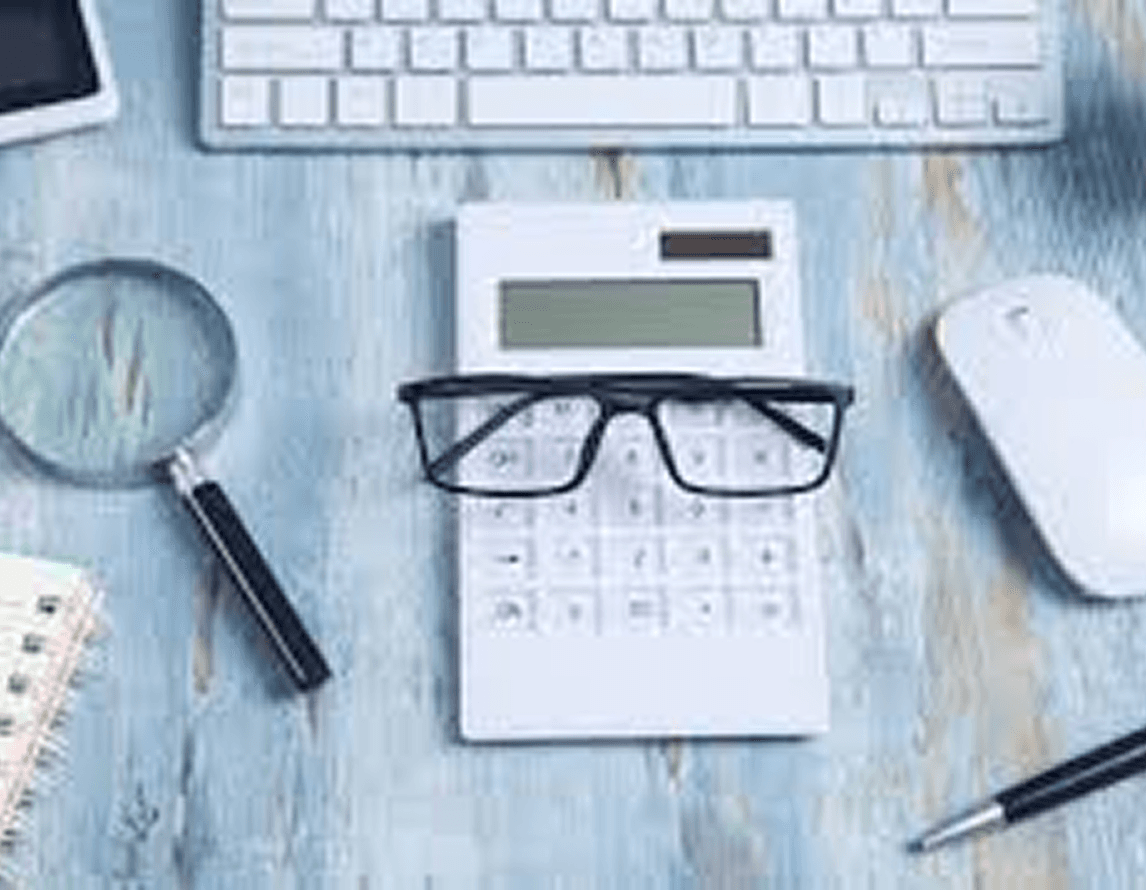 Glasses on a calculator