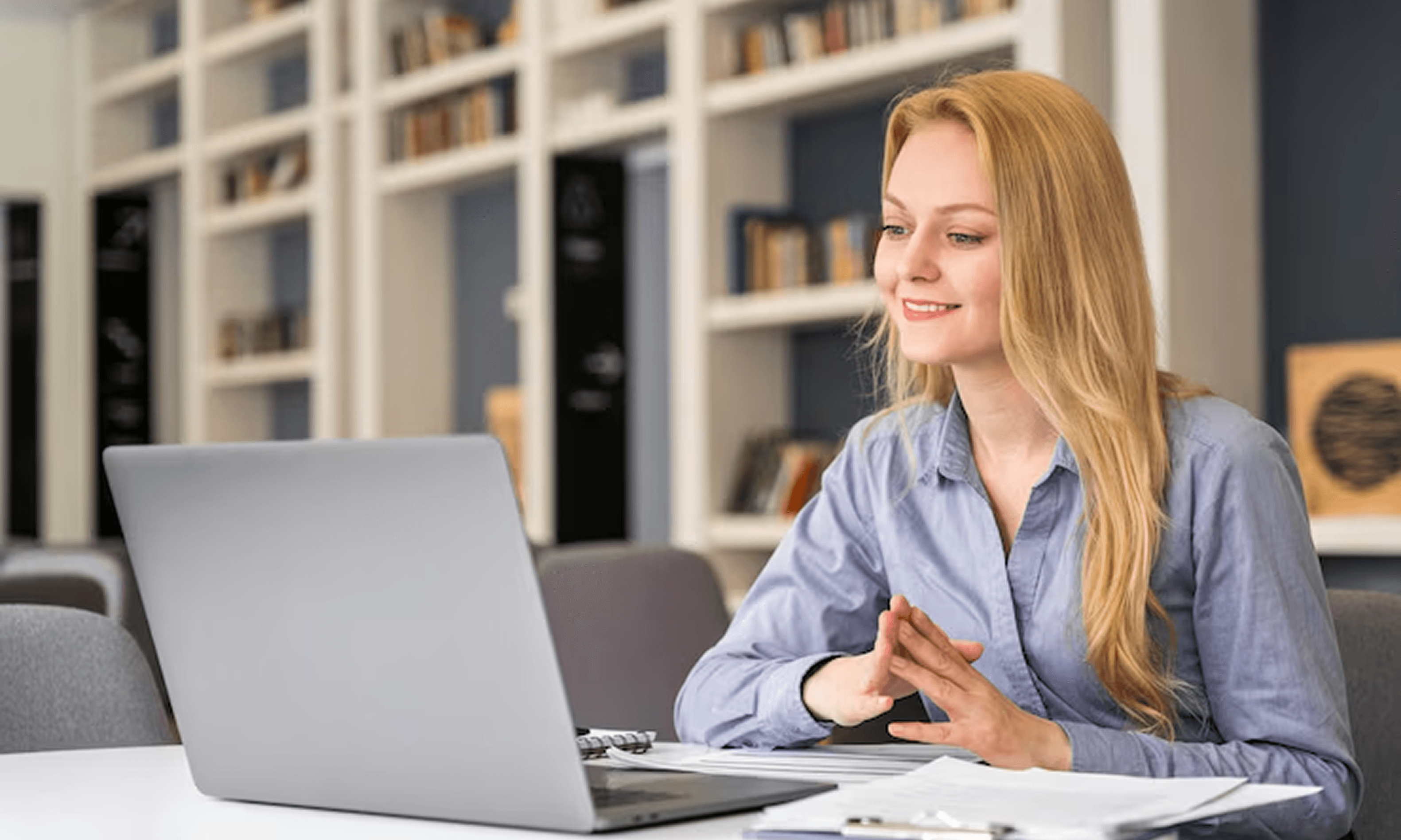 Woman working on laptop